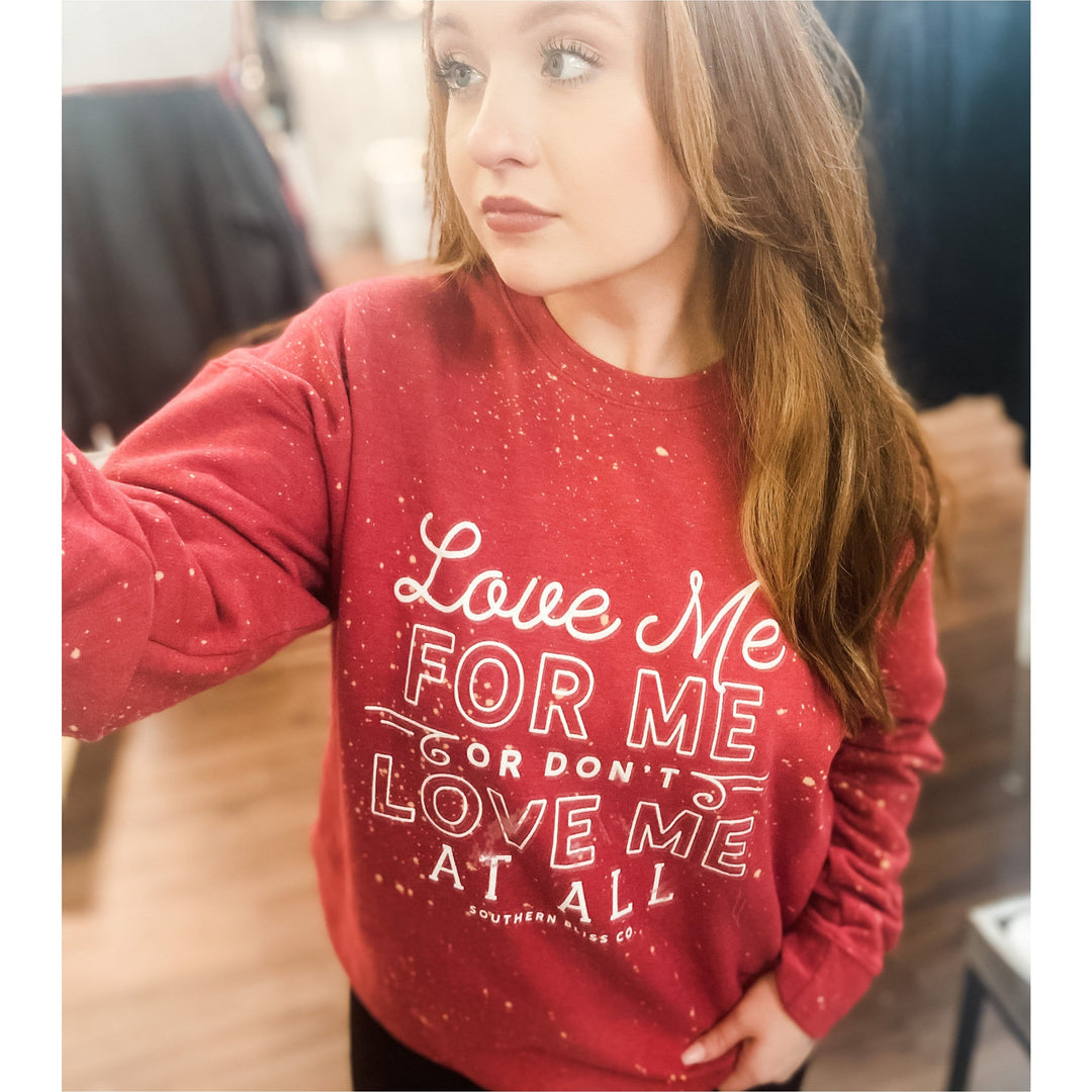 Love Me For Me Heather Red Bleached Sweatshirt