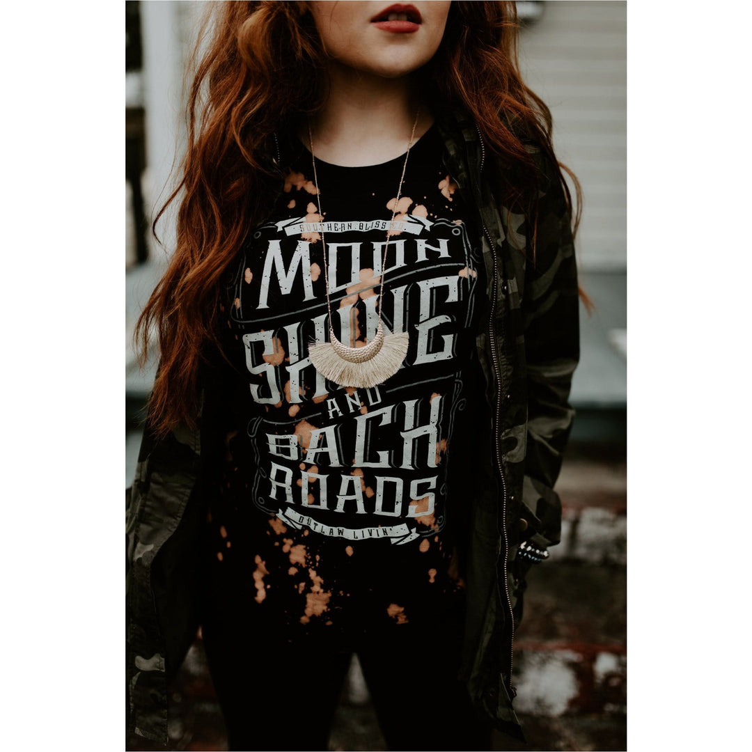 Moonshine & Backroads Bleached Tee