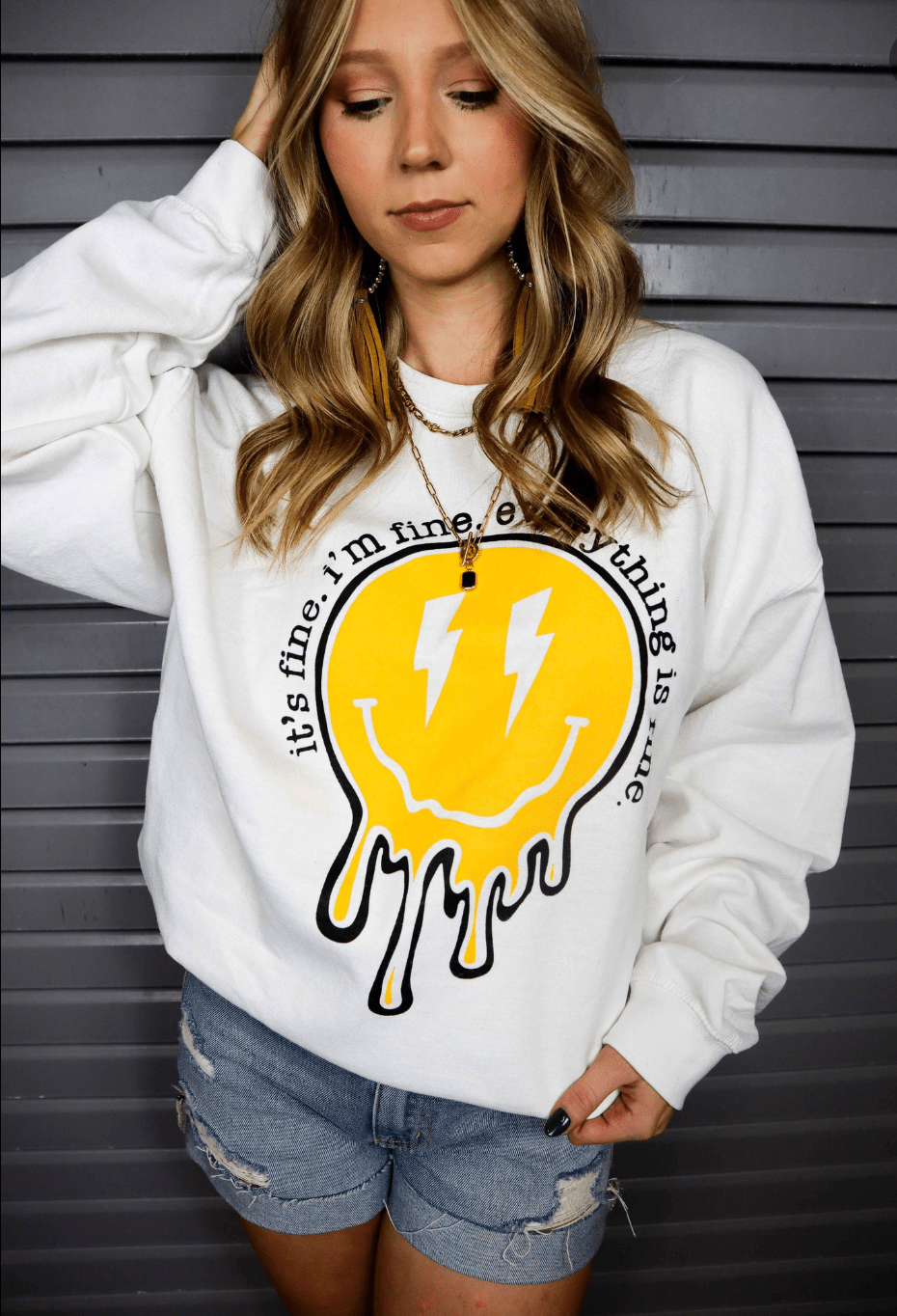 Everything is Fine White Sweatshirt