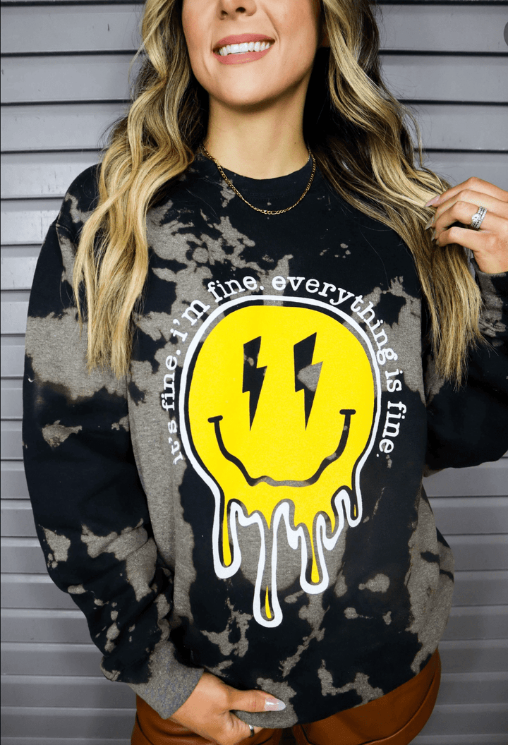 Everything is Fine Bleached Black Sweatshirt