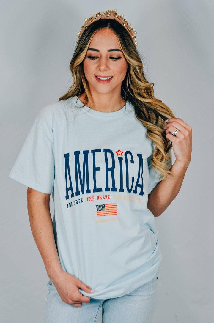 America The Beautiful Light Blue Tee