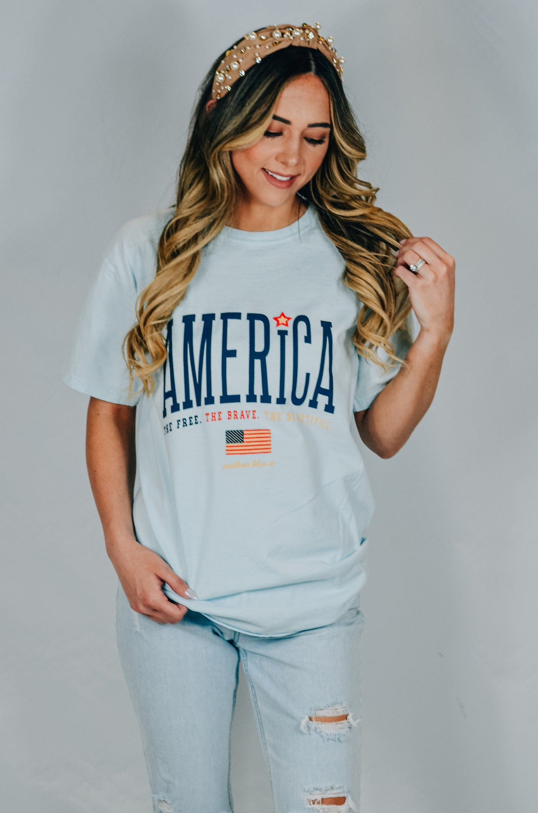 America The Beautiful Light Blue Tee