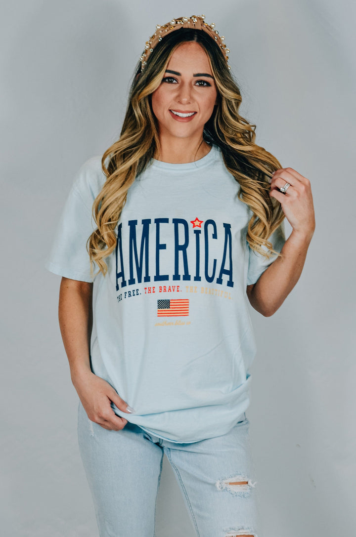 America The Beautiful Light Blue CC Tee