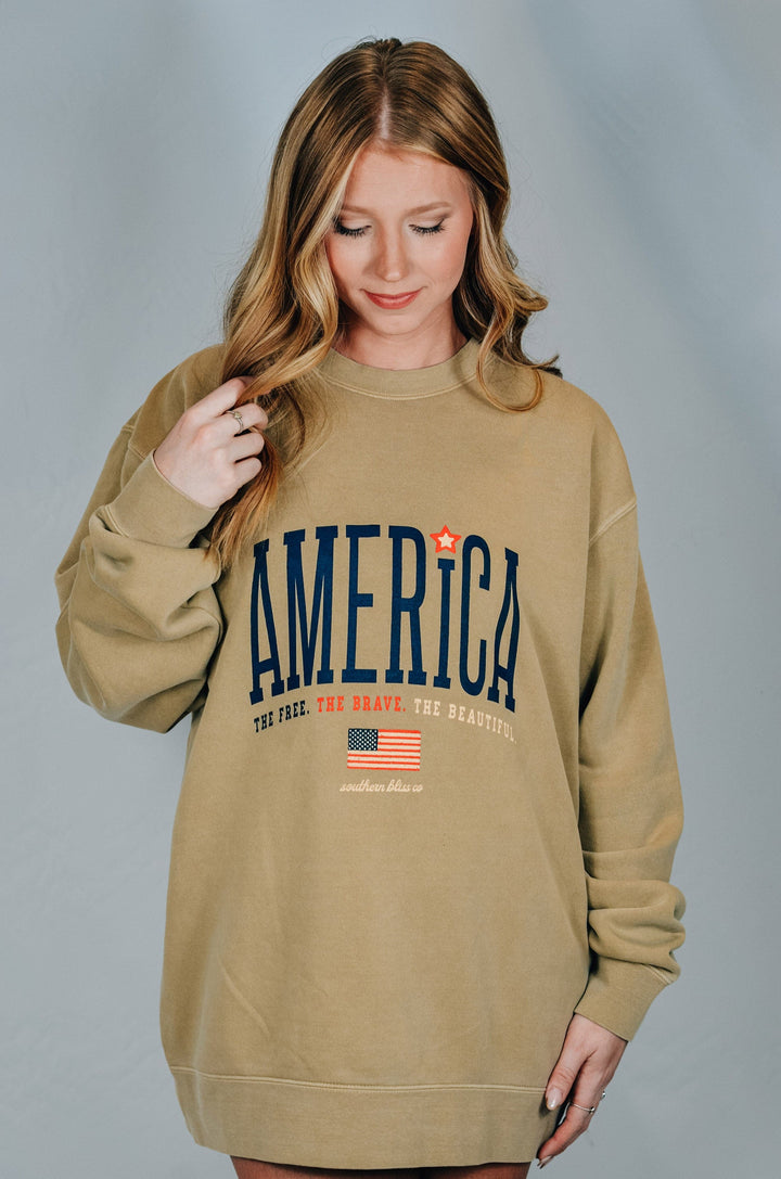 America The Beautiful Tan Sweatshirt