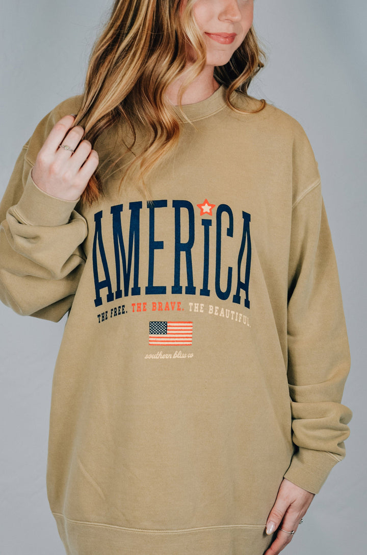 America The Beautiful Tan Sweatshirt