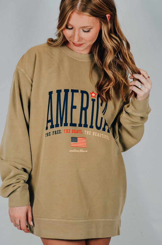 America The Beautiful Tan Sweatshirt