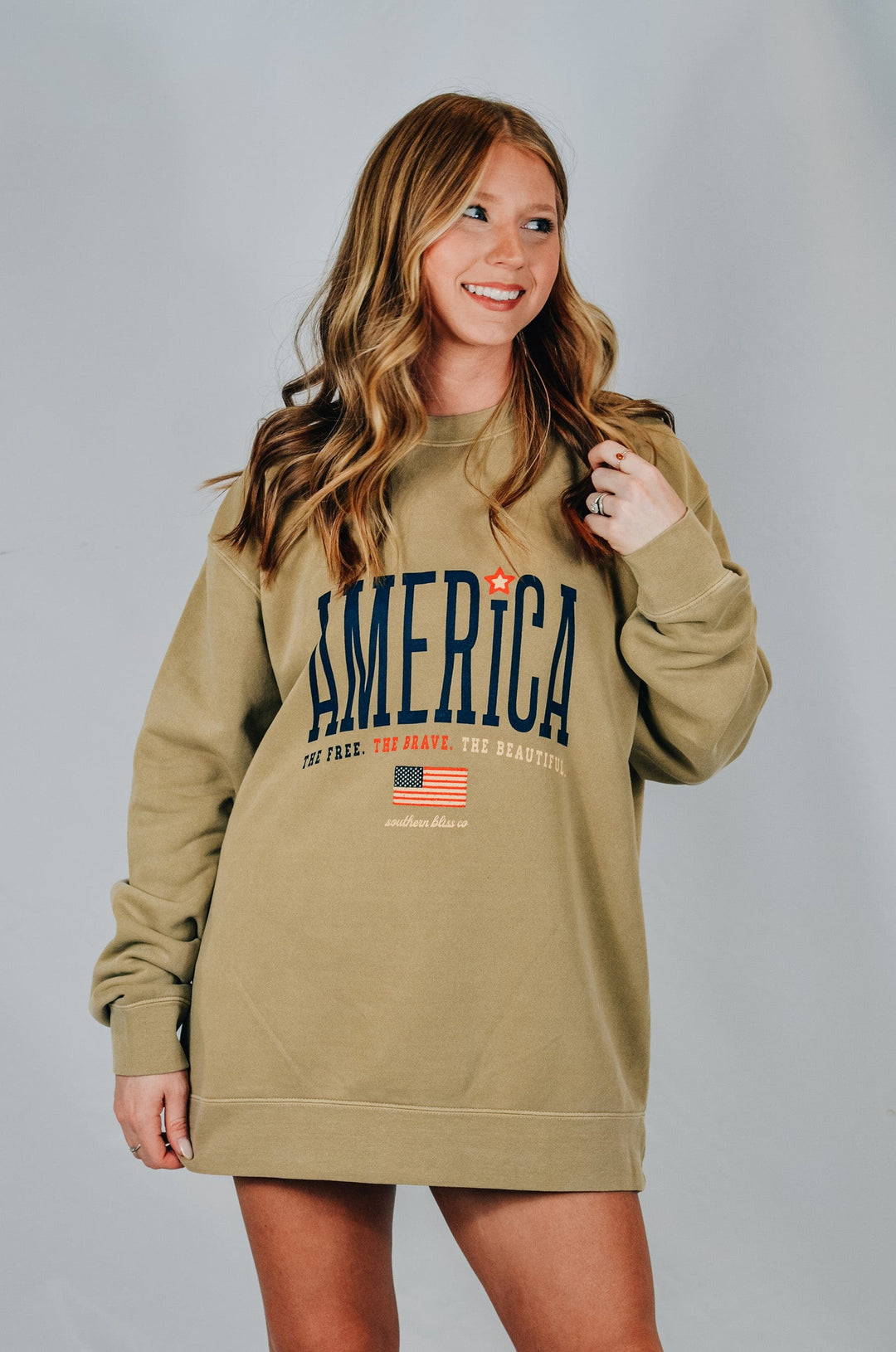 America The Beautiful Tan Sweatshirt