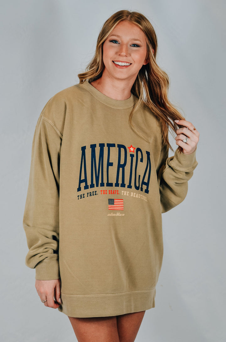 America The Beautiful Tan Sweatshirt