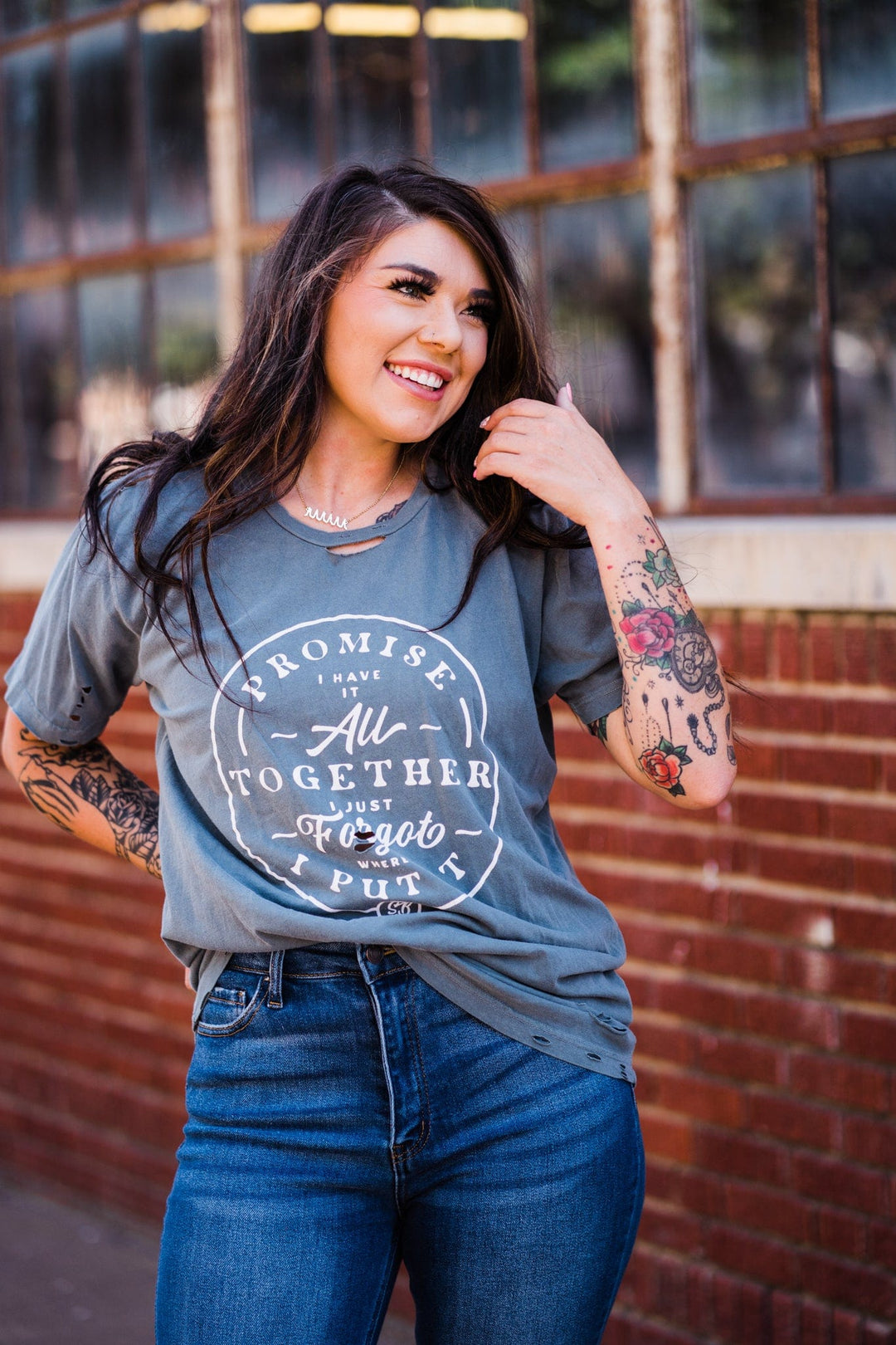 Have It All Together Distressed Cut Tee