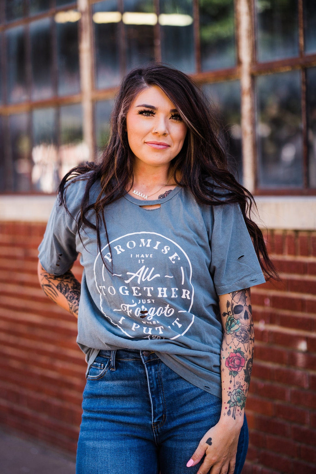 Have It All Together Distressed Cut Tee