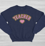TEACHER Varsity Glitter H-Navy Sweatshirt