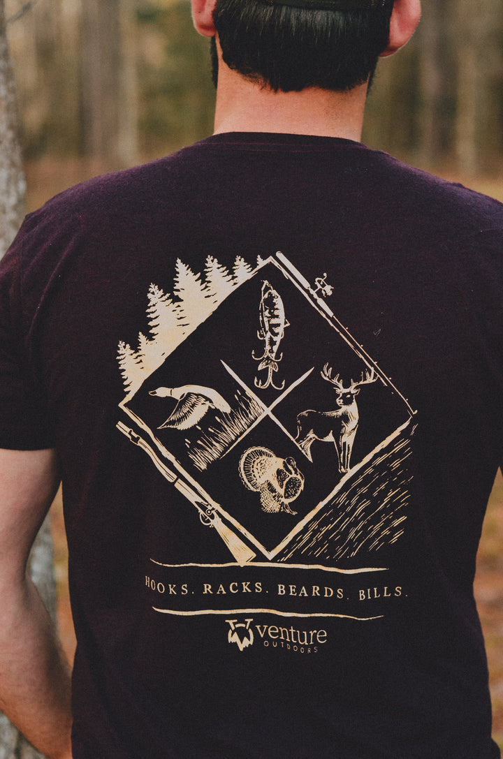 VENTURE MEN'S - Hooks, Racks Maroon Tee