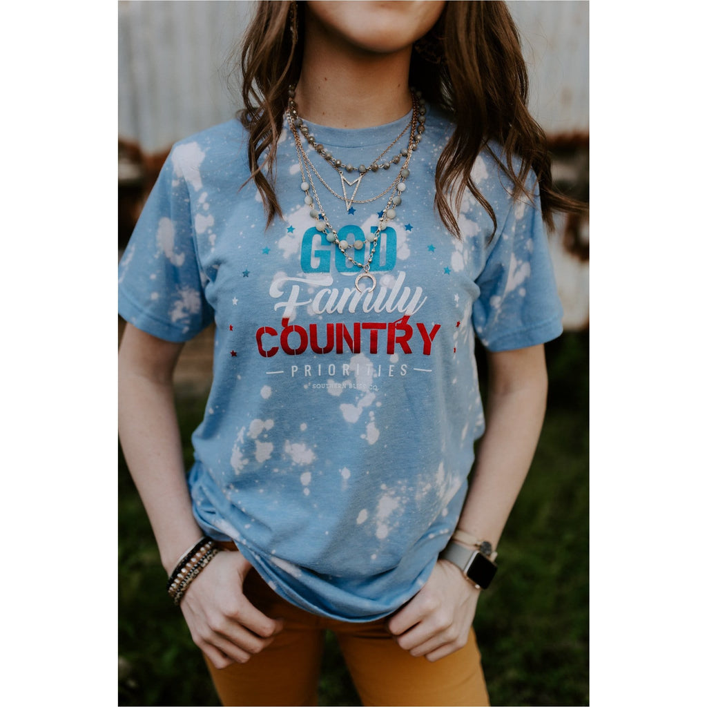 God Family Country Light Blue Bleached Tee