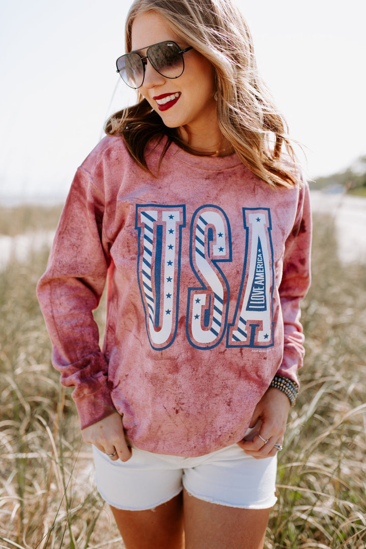 USA Red Tie Dye Sweatshirt