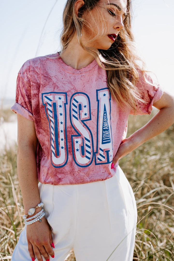 USA Red Tie Dye Tee