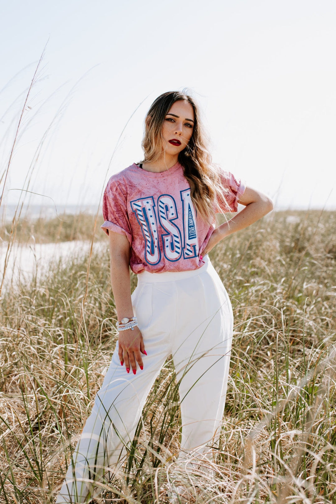 USA Red Tie Dye Tee