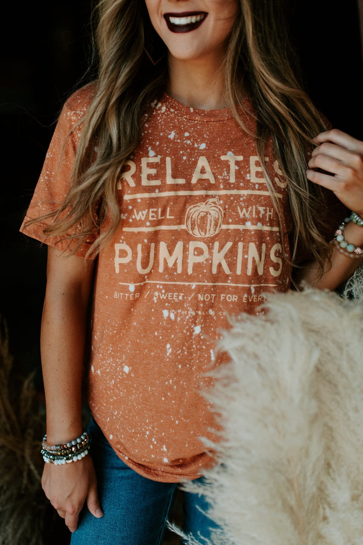 Relates Well With Pumpkins Bleached Tee