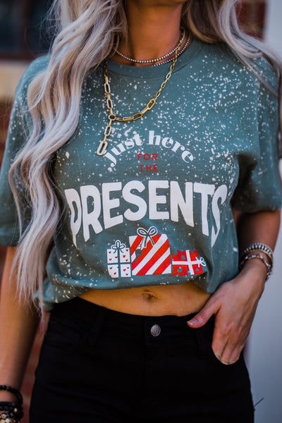 Here For The Presents Bleached Tee
