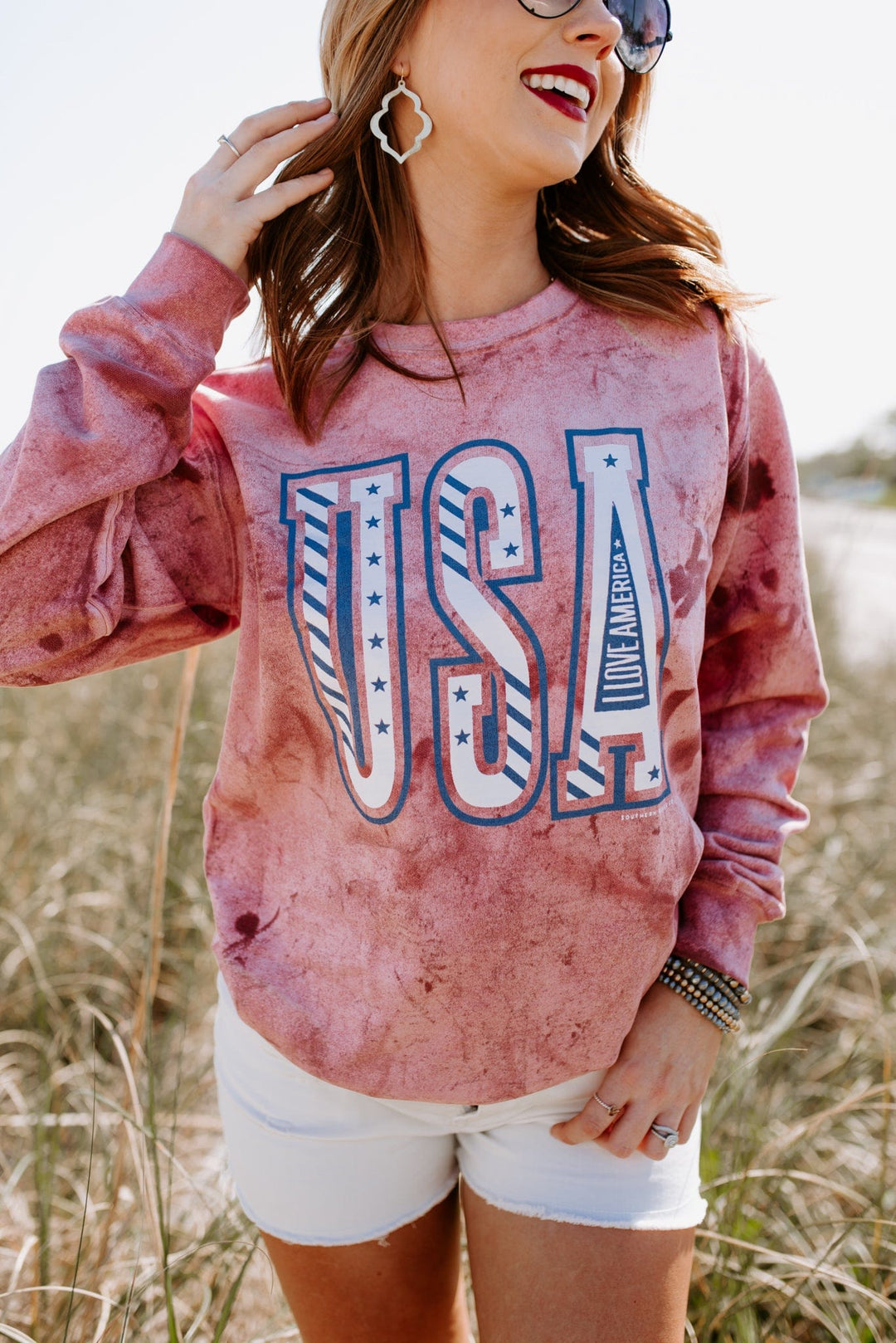 USA Red Tie Dye Sweatshirt