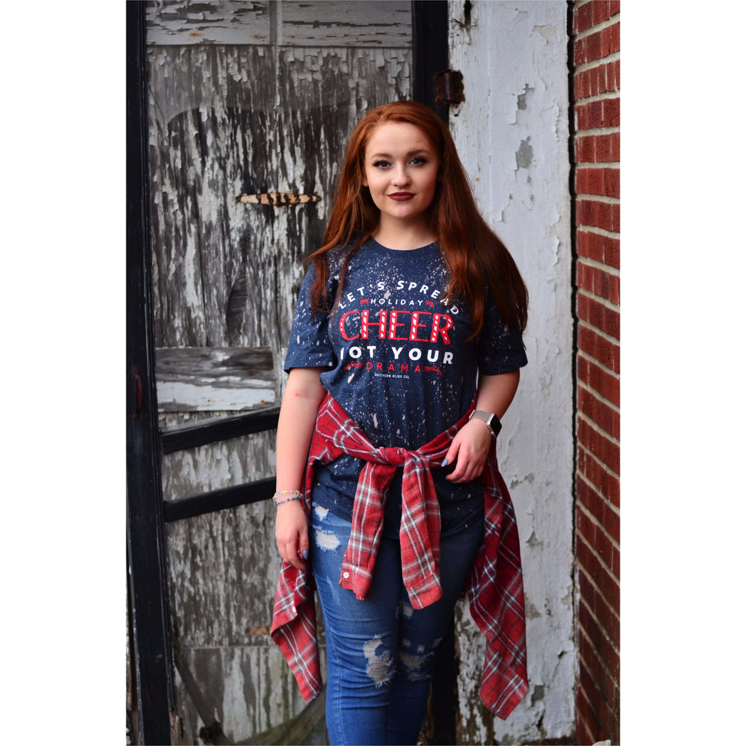 Spread your Cheer Blue Bleached Tee