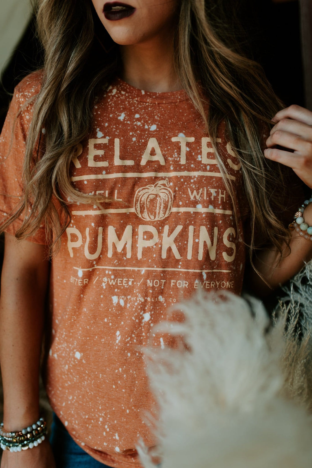 Relates Well With Pumpkins Bleached Tee