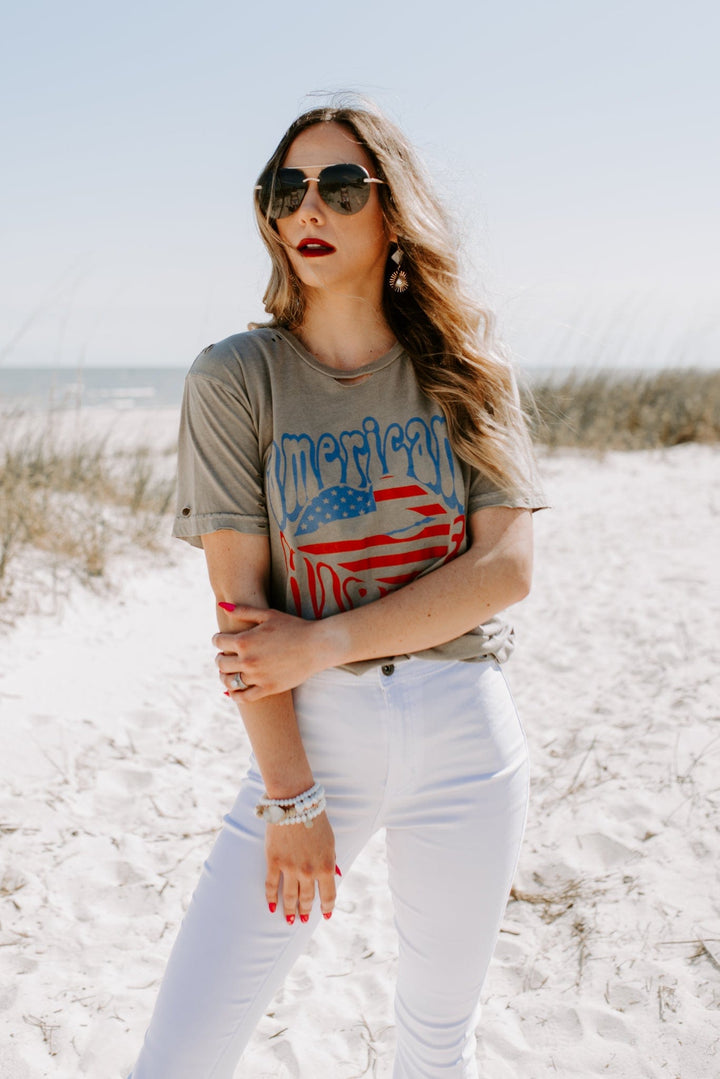 American Hippie Distressed Cut Tee