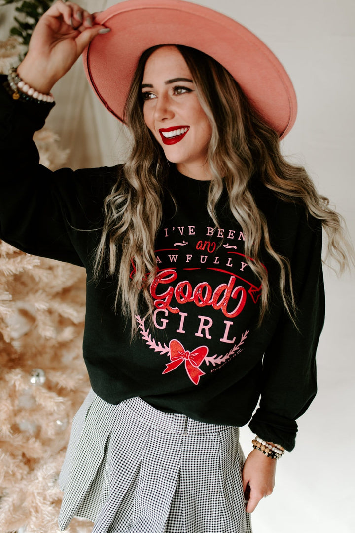 Awfully Good Girl Black Sweatshirt