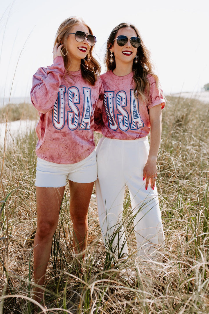 USA Red Tie Dye Sweatshirt