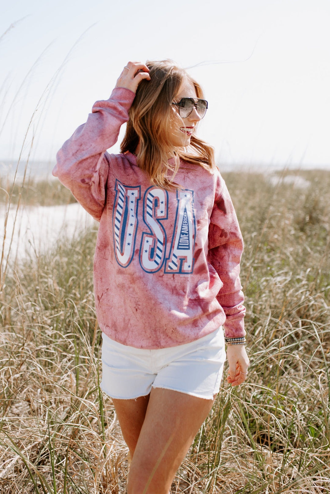 USA Red Tie Dye Sweatshirt